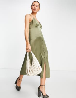 button front slip dress