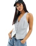 [River Island] River Island button front waistcoat in grey 12 GREY