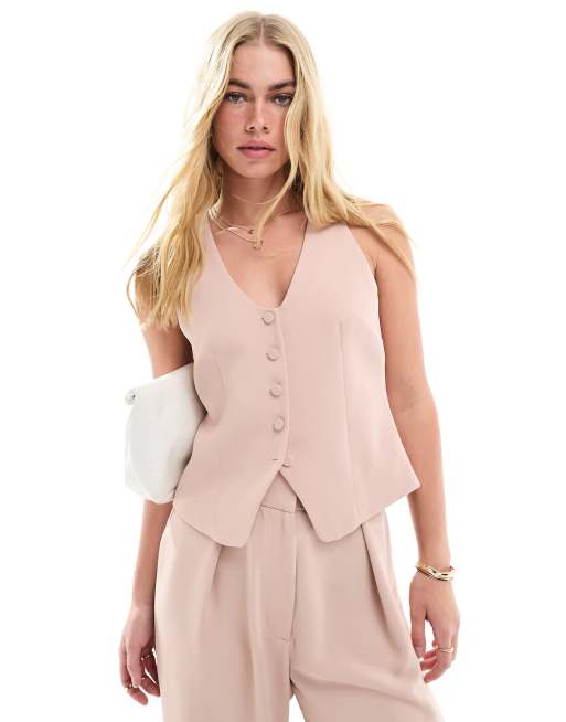 River Island Button front waistcoat in pink - medium