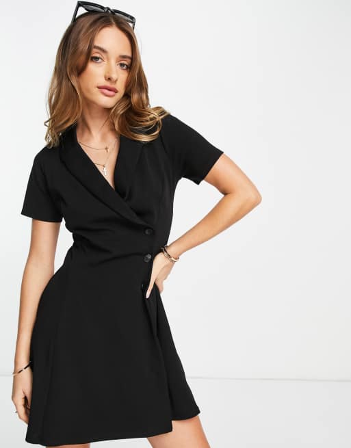 Black button hot sale shift dress