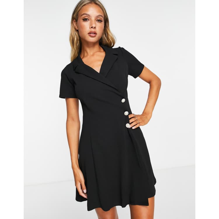 Black button hot sale shift dress