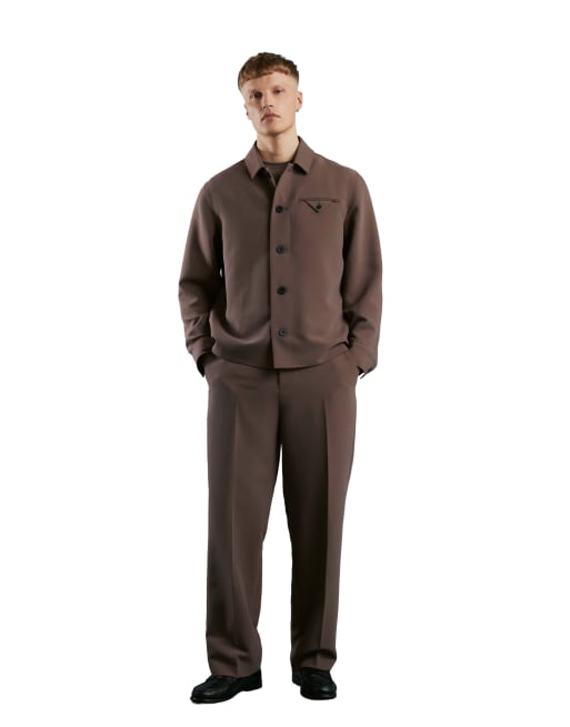 River Island Button up pocket overshirt in brown