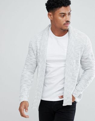 River Island Cable Knit Cardigan In Light Grey Marl | ASOS
