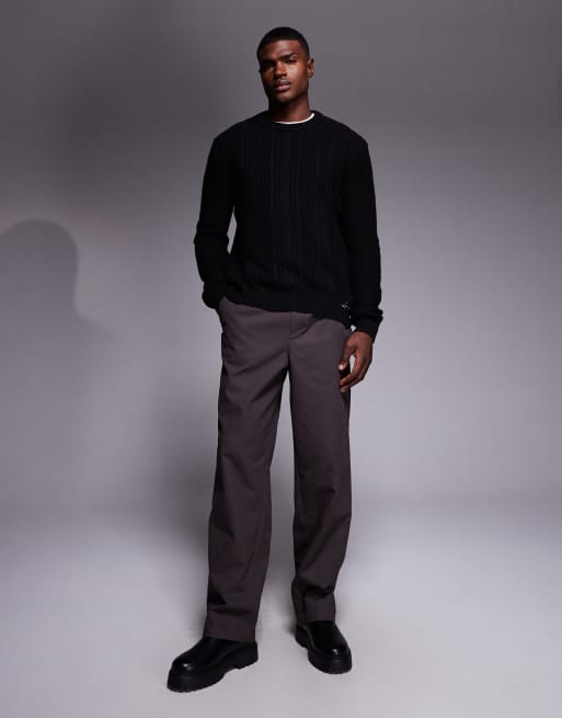 River Island cable knit jumper in black, 2 of 5