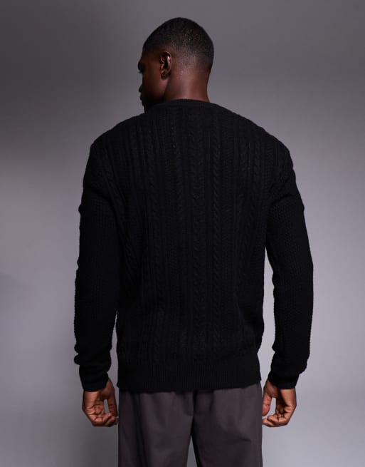 River Island cable knit jumper in black, 3 of 5