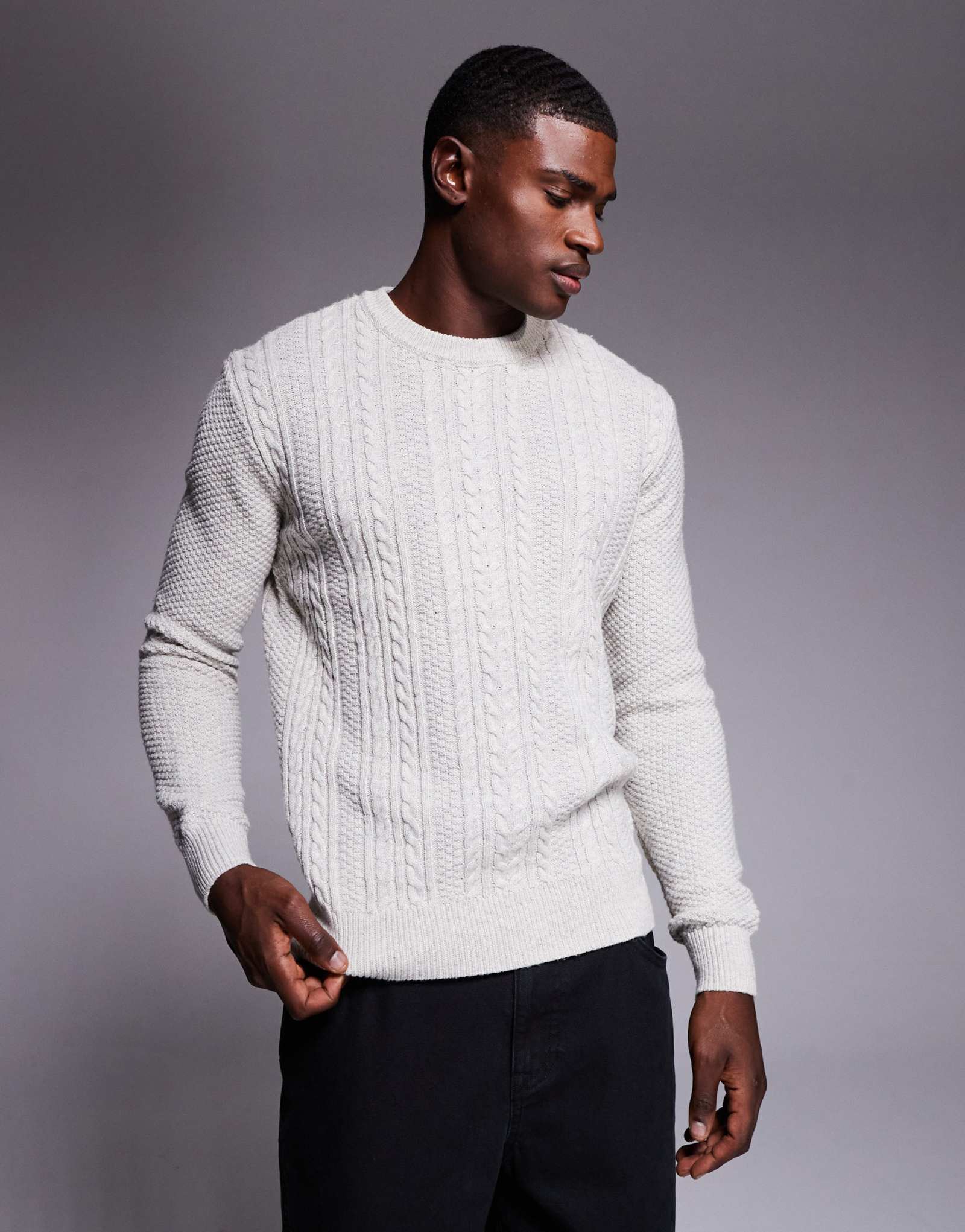 Джемпер из кабельной вязки River Island цвета экрю