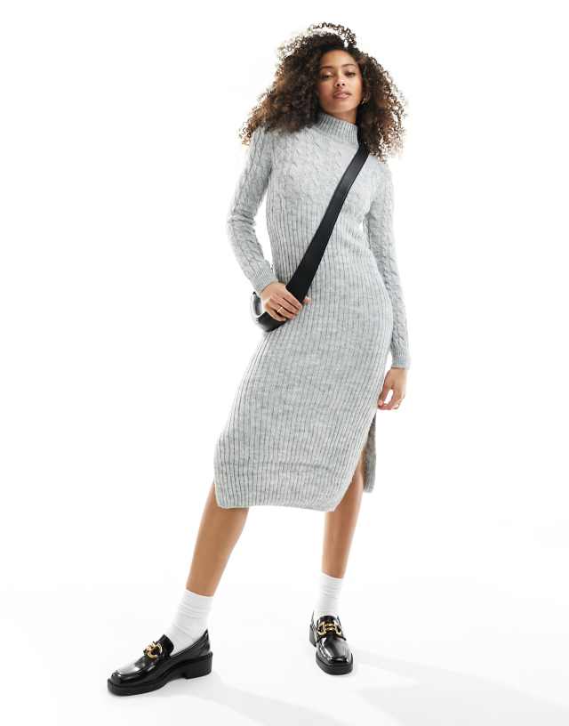 River Island - cable knit jumper midi dress in grey