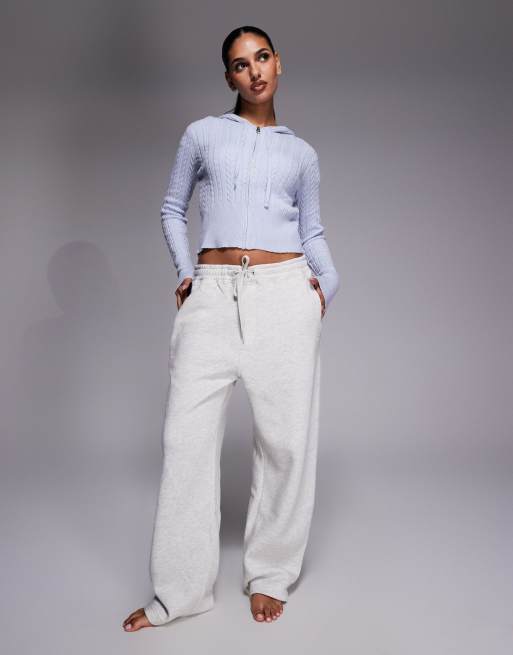 River Island cable knit loungewear hoodie co-ord in blue, 3 of 4