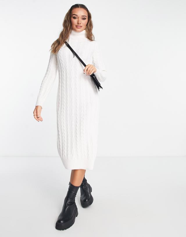 River Island - cable knit maxi dress in cream