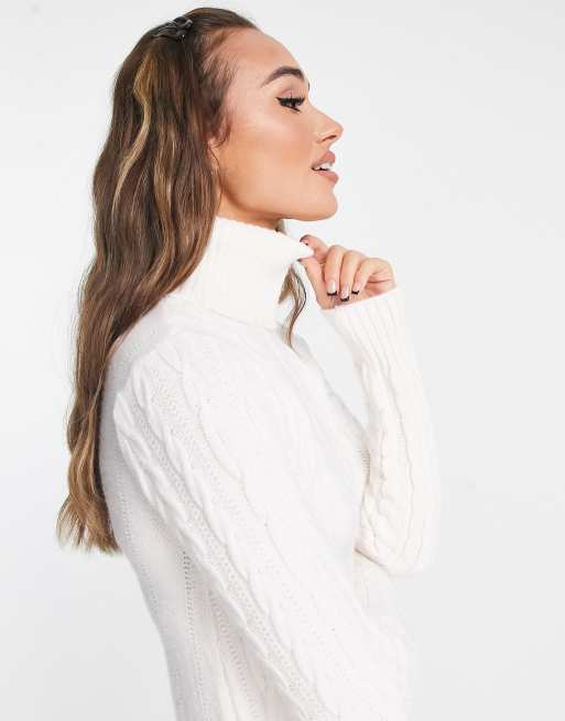 River Island cable knit maxi dress in cream, 2 of 4