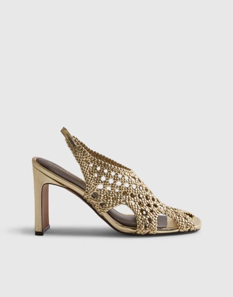 River Island Caged heeled sandals in gold - view 1