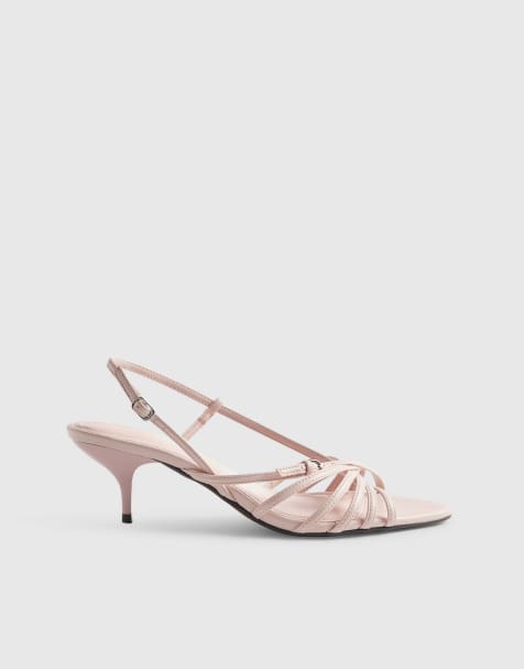 River Island Caged kitten heel sandals in pink - view 1