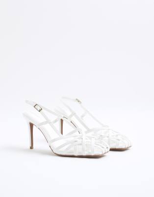  Caged square toe heels 