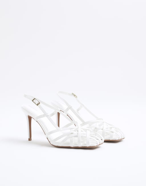 River Island Caged square toe heels in white