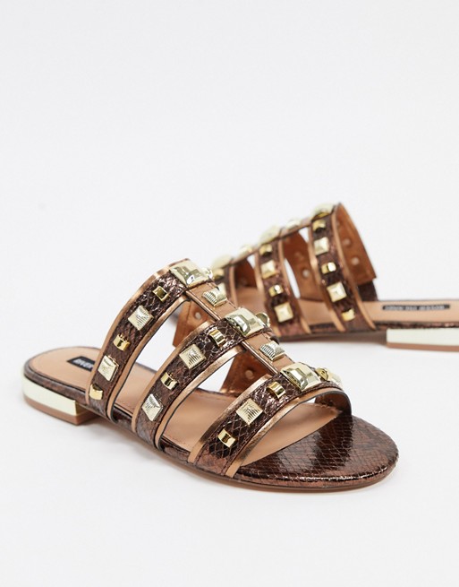 River Island caged stud sandal in bronze