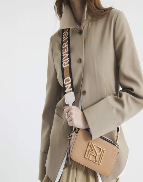 River Island Camera cross body bag in beige - dark - view 1