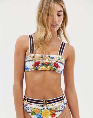 River Island cami bikini top in floral print-Multi