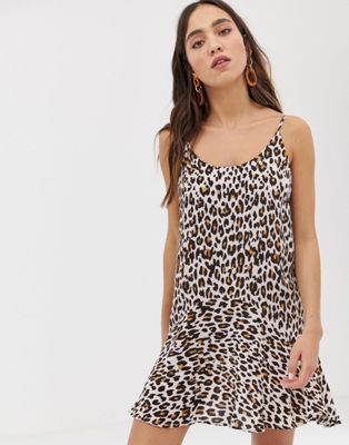 River Island cami slip dress in leopard print-Multi
