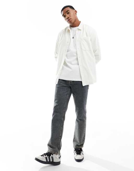 River Island - Camicia a coste bianca con bottoni nascosti, 2 di 4