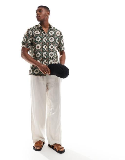 River Island - Camicia a maniche corte con stampa con mosaico