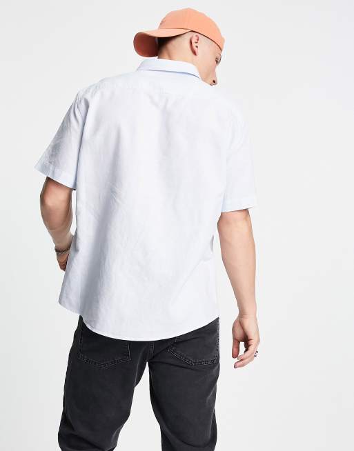 River Island - Camicia a maniche corte in lino blu, 2 di 4