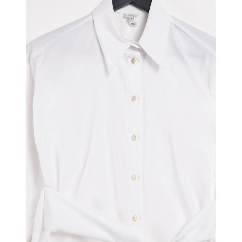 Camicie e bluse eAwlk River Island - Camicia aperta sul retro in popeline bianca