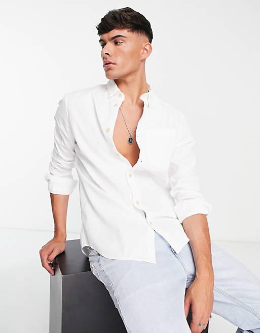 Camicia bianca con tasca cucita Asos Uomo Abbigliamento Camicie Camicie a maniche corte 