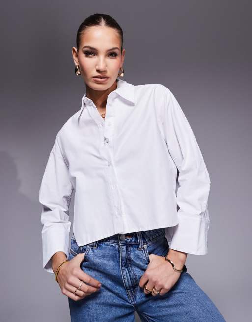 River Island - Camicia bianca taglio corto