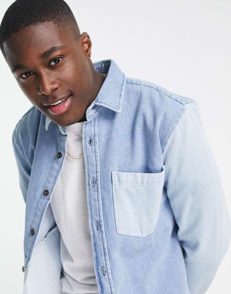 River Island - Camicia di jeans blu con motivo patchwork - view 1