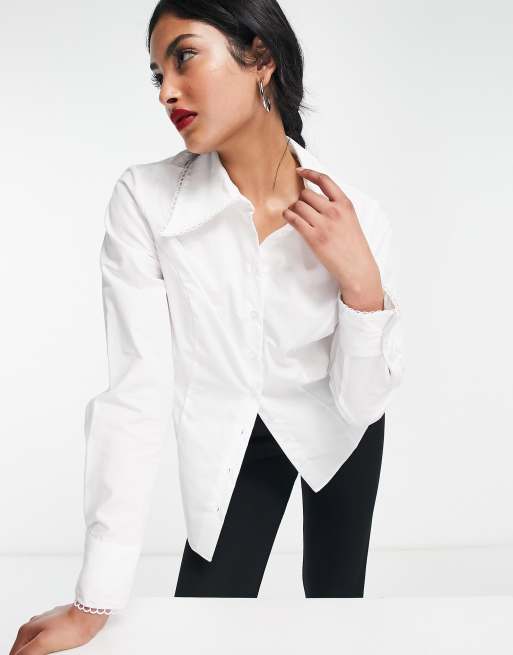 River Island - Camicia in popeline bianca stile western