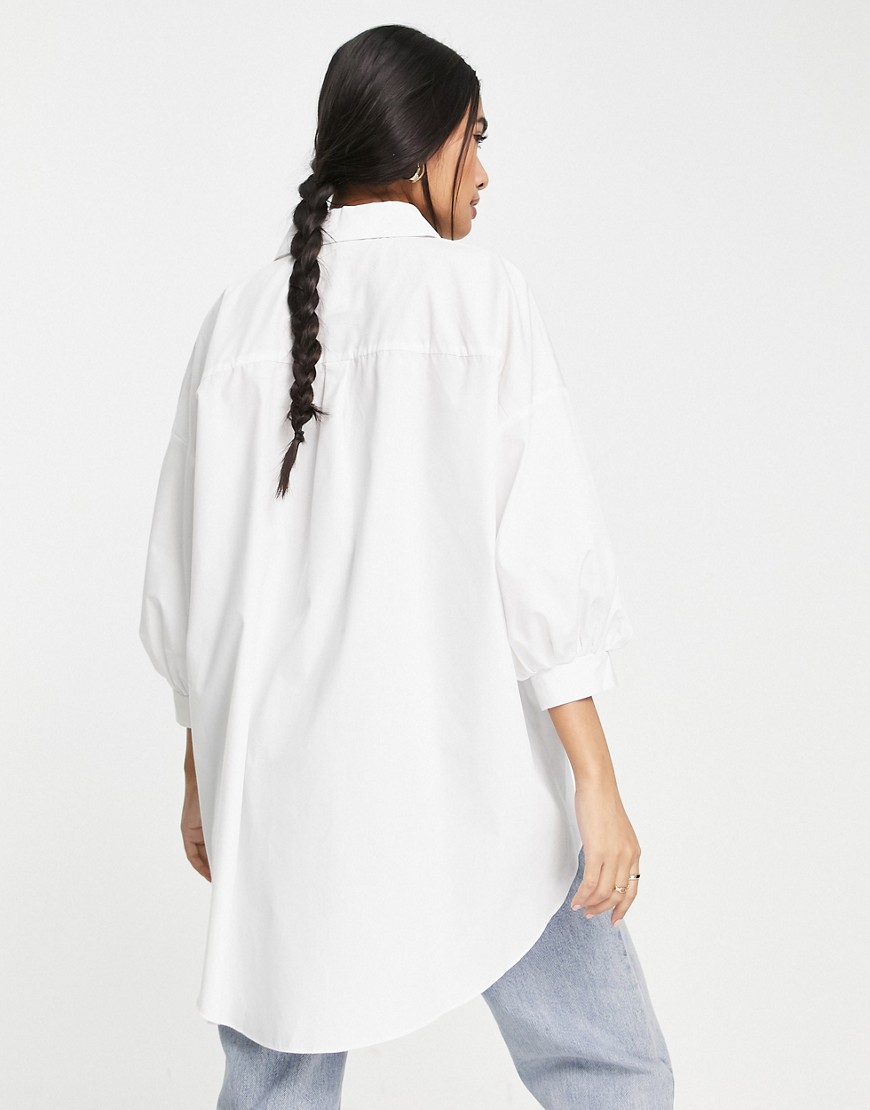 Camicia in popeline bianco con fondo lungo - River Island Camicia donna  - immagine1
