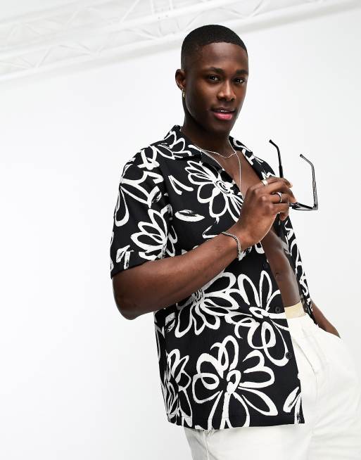 River Island - Camicia nera a fiori