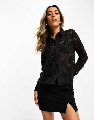 Camicia Nenette a righe con dettagli in pizzo donna