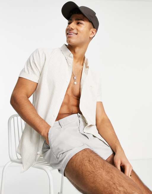 River Island - Camicia Oxford color pietra a righe