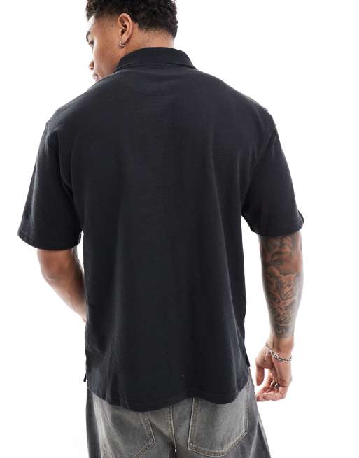 River Island - Camicia polo blu con colletto con zip, 4 di 4