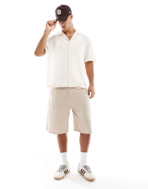 River Island - Camicia squadrata lavorata all'uncinetto écru, 4 di 4