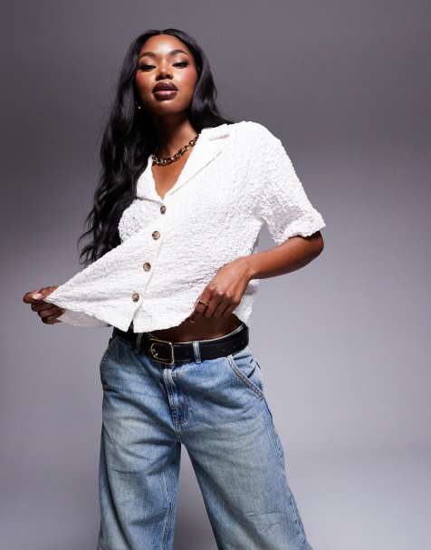 River Island - Camicia squadrata testurizzata color crema - view 1