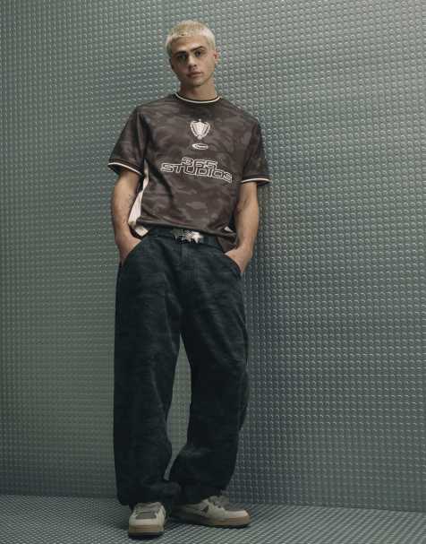 River Island Camo baggy fit jeans in grey - dark - view 1