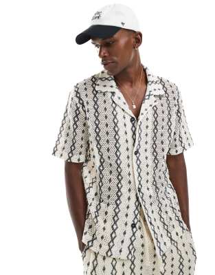 River Island Camp Collar Crochet Shirt