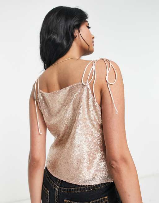 River Island - Canottiera rosa con paillettes anni '90, 3 di 4