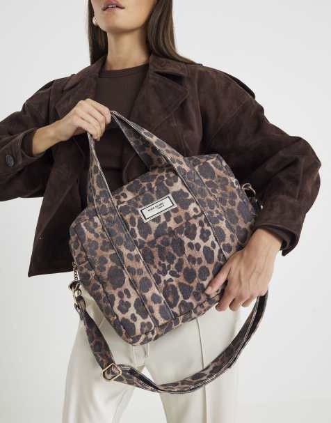 River Island Canvas leopard print holdall bag in brown - view 1