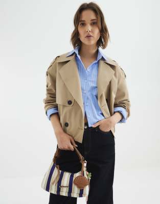 River Island Canvas striped charm shoulder bag in blue - view 1