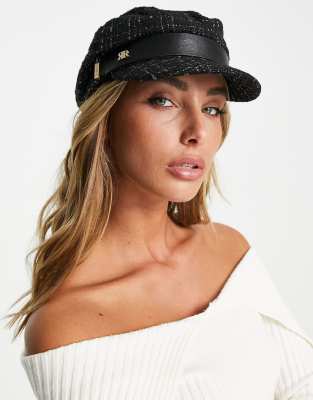 River Island - Cappello baker boy in bouclé, colore nero