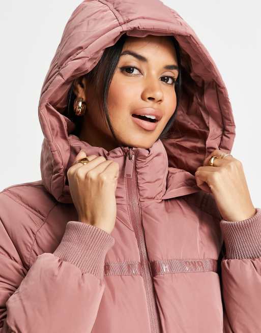 River Island - Cappotto lungo imbottito rosa, 3 di 4