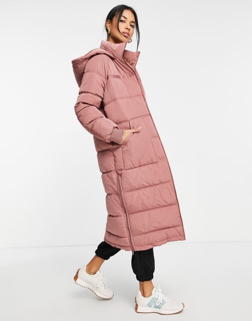 River Island - Cappotto lungo imbottito rosa, 4 di 4
