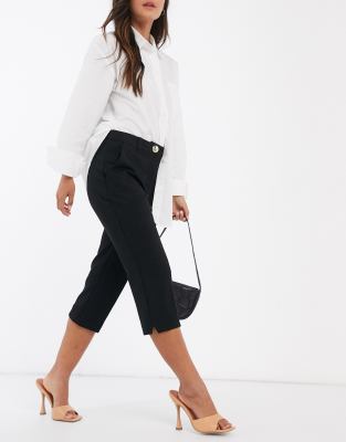 black cropped work trousers