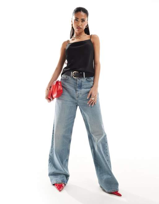 River Island - Caraco à col bénitier en satin - Noir, 2 de 4