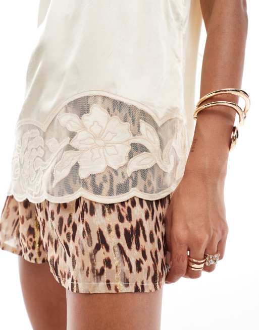 River Island - Caraco avec ourlet en dentelle - Jaune, 2 de 4