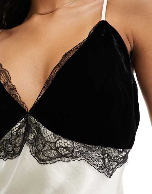 River Island - Caraco en satin avec détail en dentelle - Crème, 3 de 4