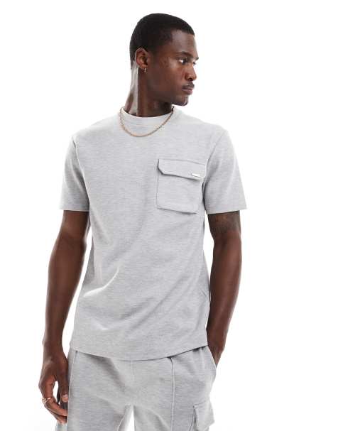River Island cargo pocket t-shirt in grey (part of a set) - view 1